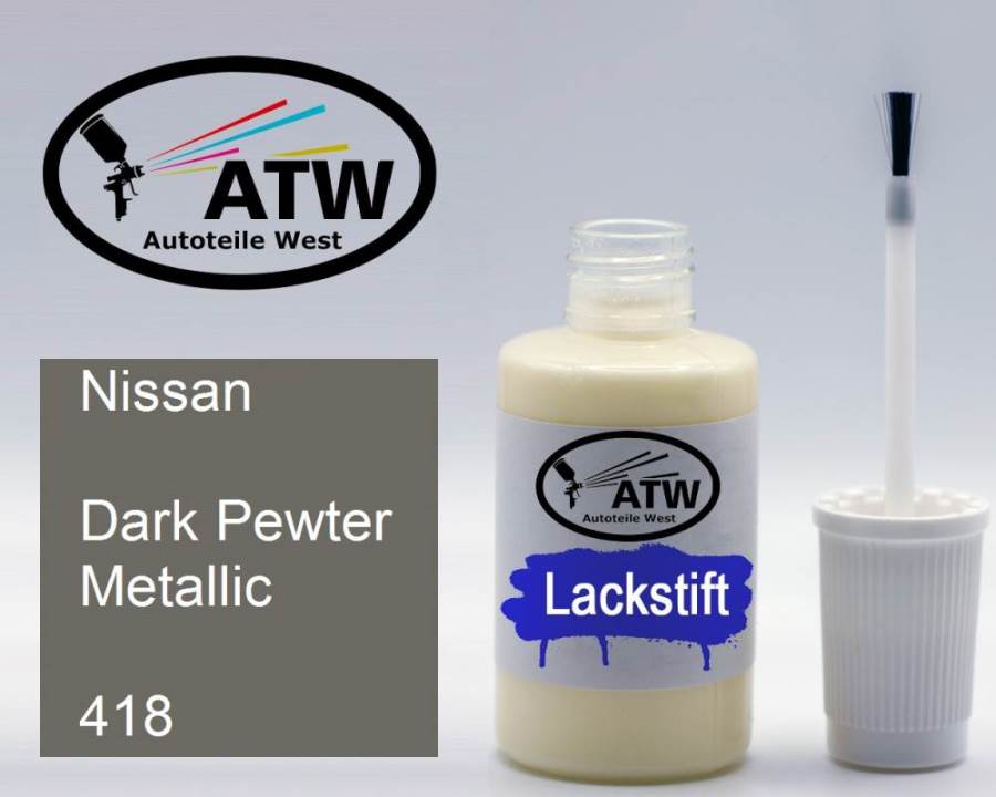 Nissan, Dark Pewter Metallic, 418: 20ml Lackstift, von ATW Autoteile West.